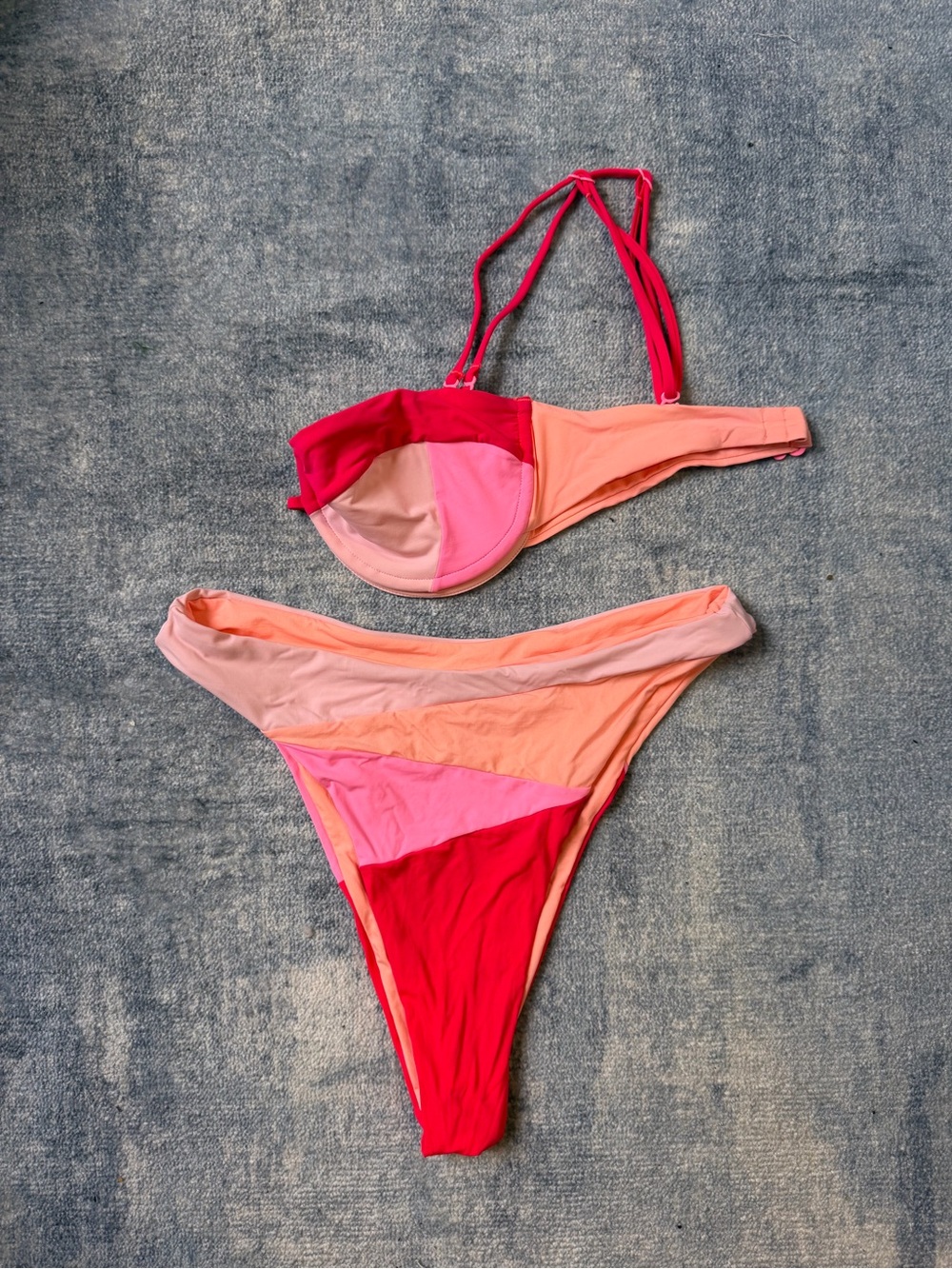 Colorblock Pink & Coral Women's Bikini Set